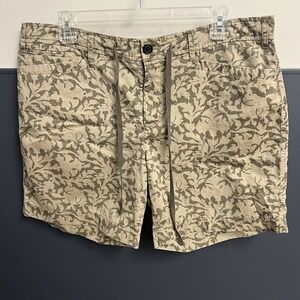 LRL Lauren Jeans Co Shorts Women's 12 (36x7)) Beige‎ Green Cotton 5 Pocket